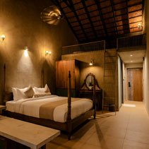 Nature-themed resort bedroom