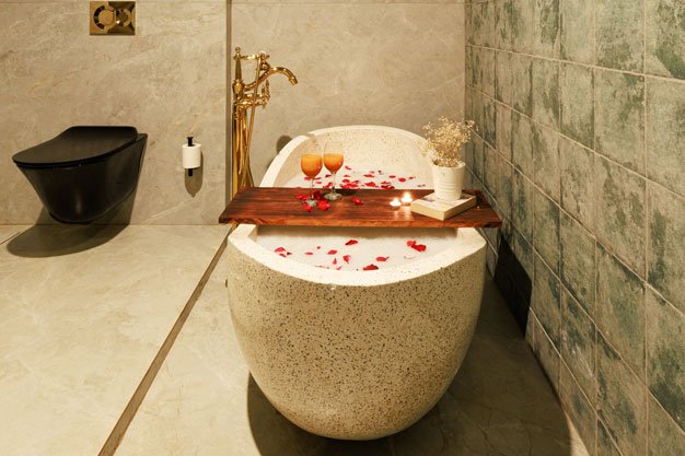 Bathtub with forest view